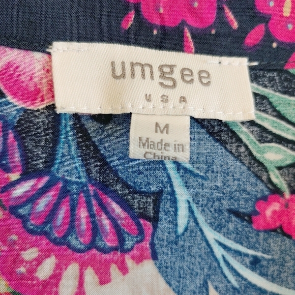 Umgee Floral Tunic Top Mini Dress Sz M Boxy Colorful Summer Vacation Pullover - Picture 4 of 9